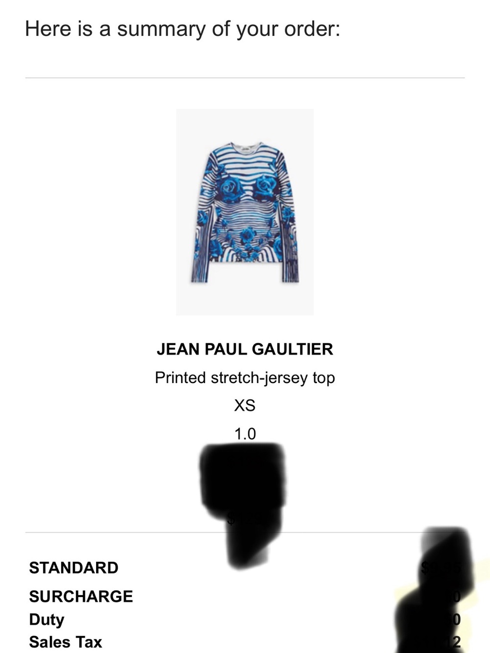 Jean Paul Gaultier Morphing Long Sleeve Top with Blue Rose Print New Tags - Picture 7 of 7
